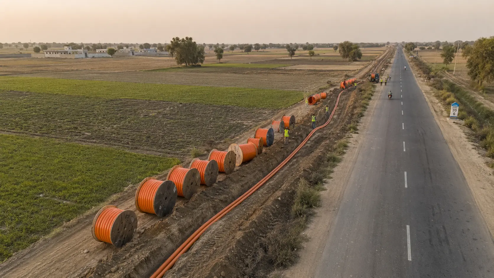 Optical fiber network deployment in Muzaffargarh, Punjab